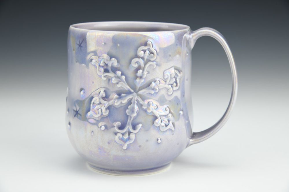 Sparkly Lavender Snowflake Mug