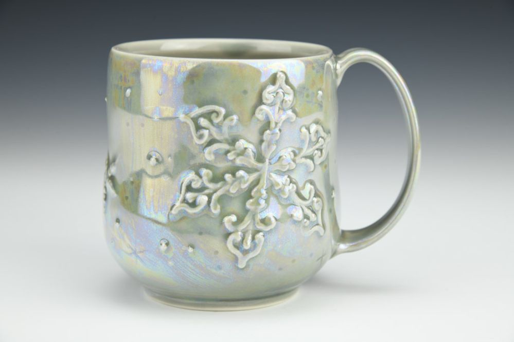 Sparkly Grey Snowflake Mug