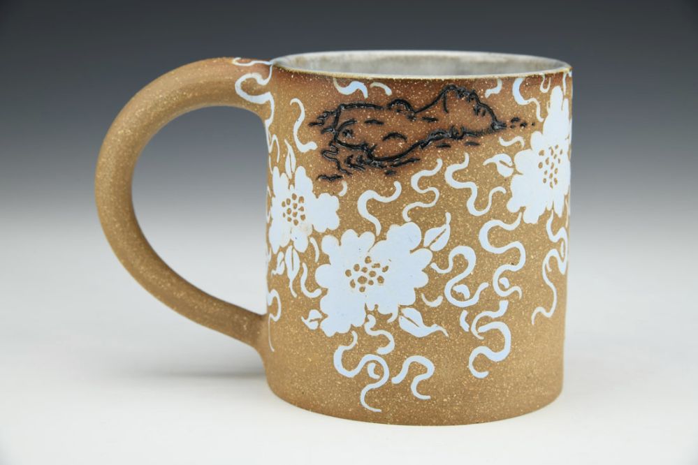 Swim Babe Mug with Sky Blue Flowers