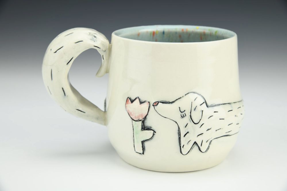 Long Dog Mug Tail Handle