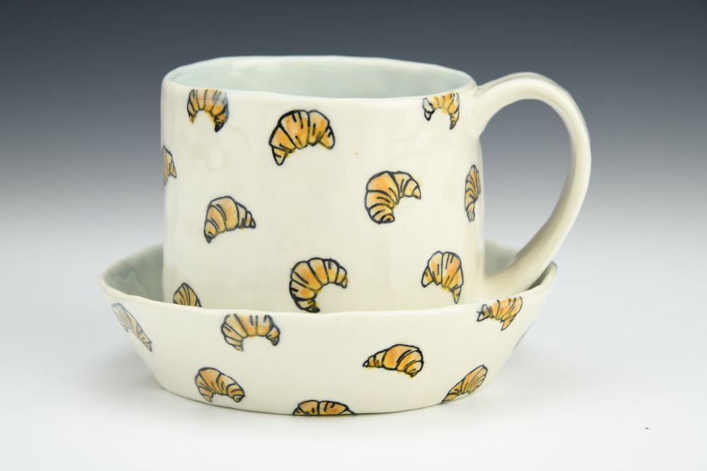Croissant Mug with Saucer