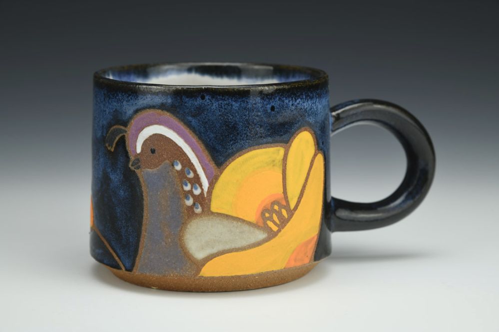 Quail and California Poppies Cup