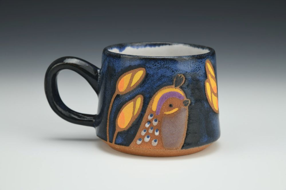 Quail Chick and California Poppies Cup