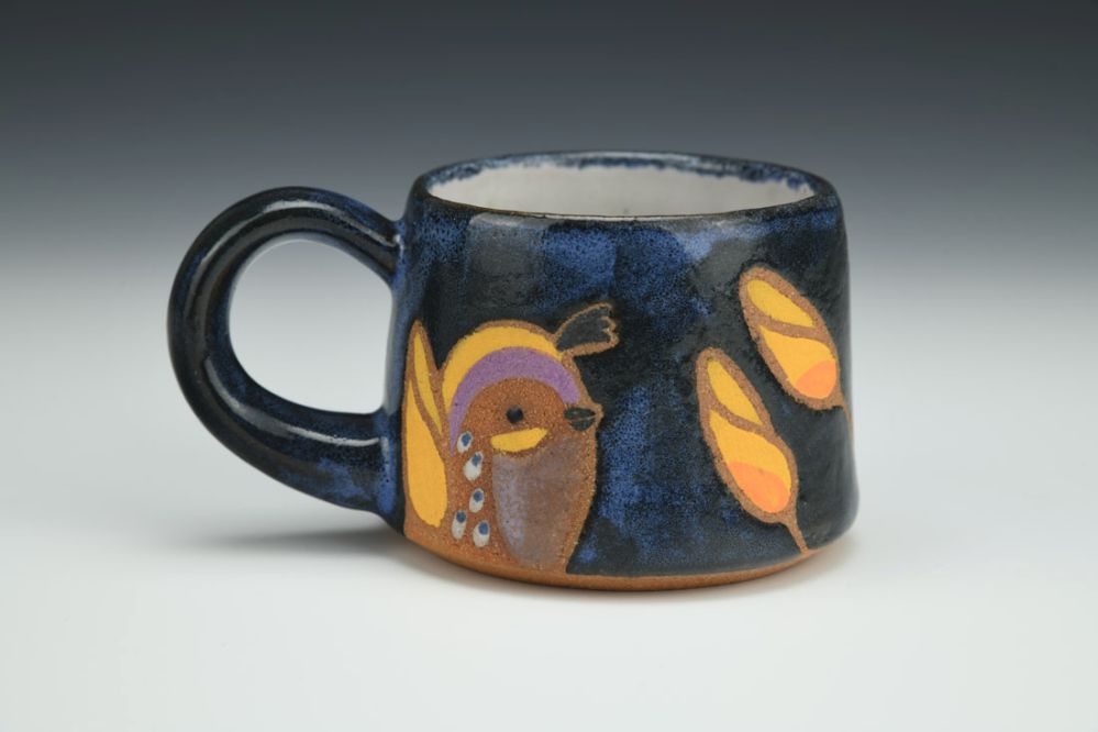Quail and California Poppies Cup