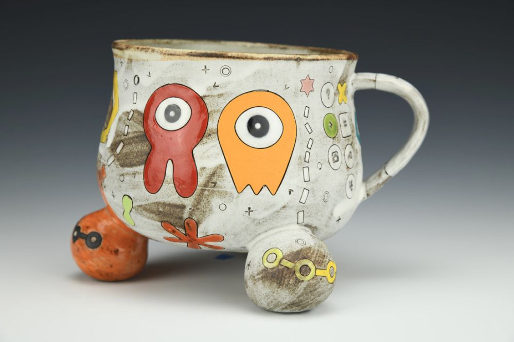 Tin White Tripod Alien Mug