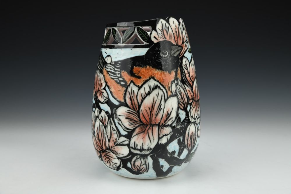 Baltimore Oriole Vase