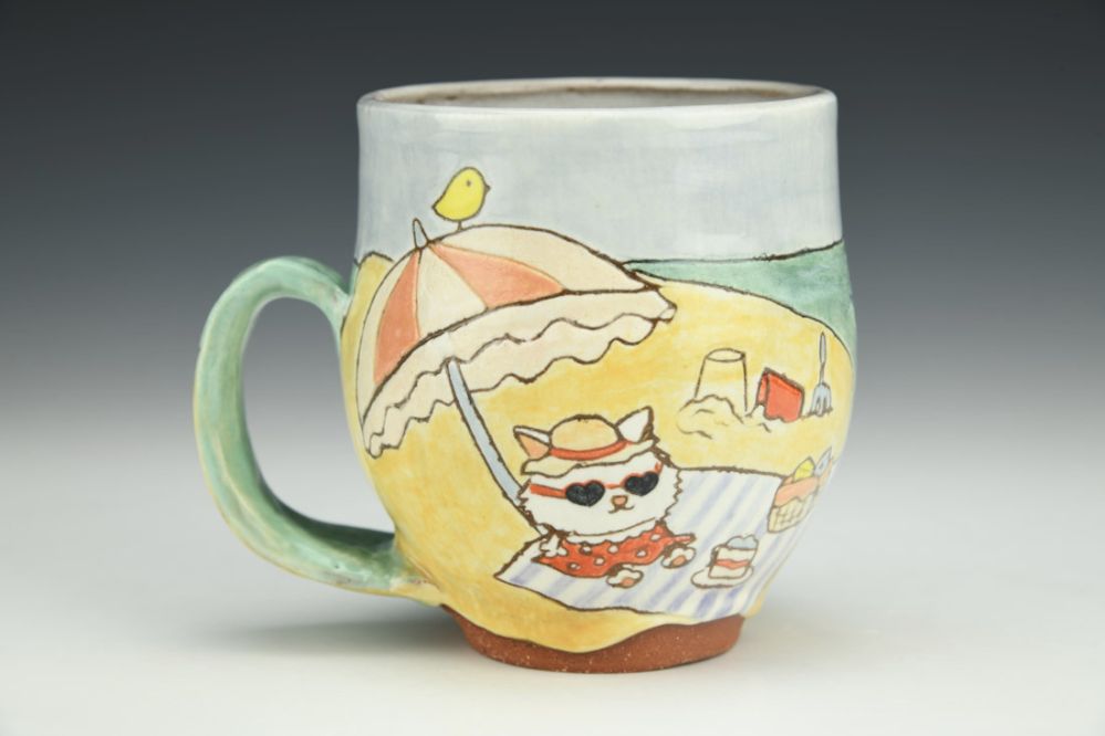 Kitty Cat Beach Day Mug