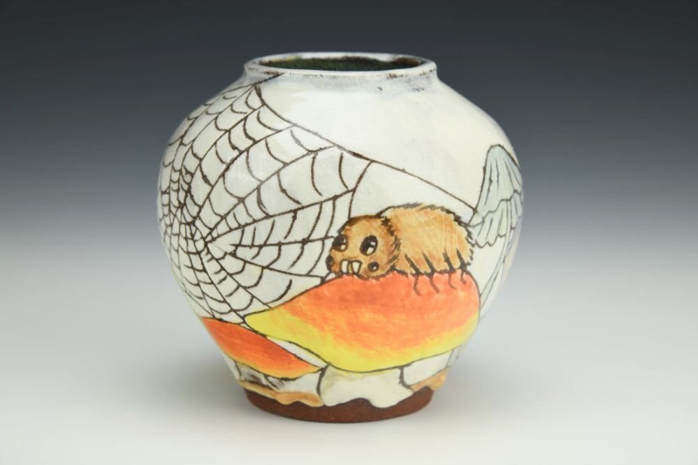 Skull and Spider Small Vase