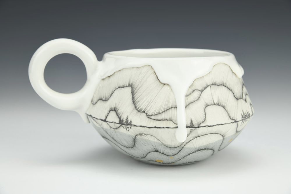 Medium Treeline Mug with Gray and Gold