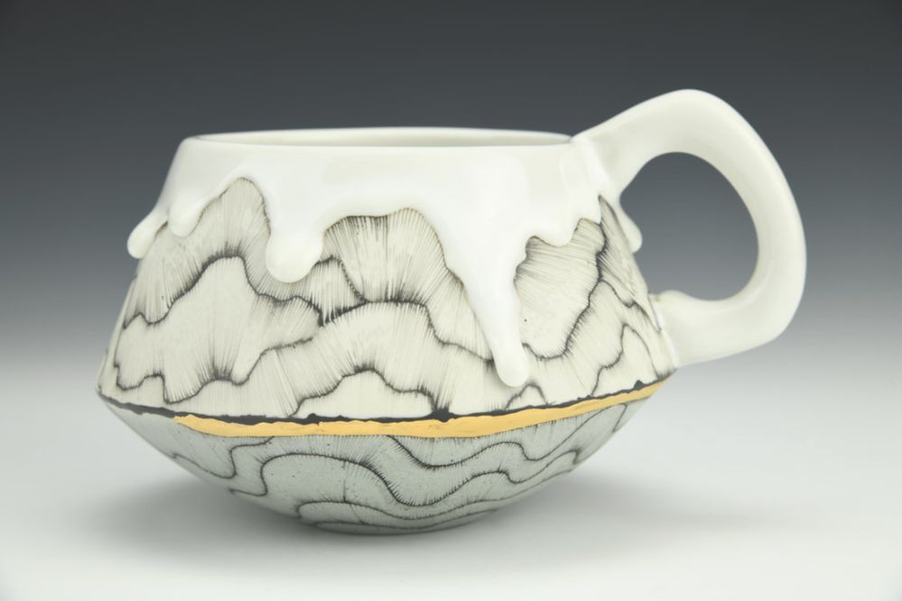 Large Gray and Gold Mug