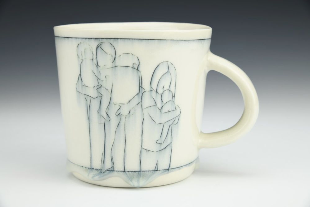 Mother with Kids and Child with Doll Mug