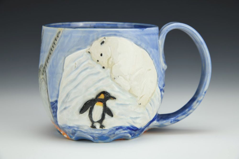 Arctic Mug with Polar bear, Penguin, Narwhals, and Octopus