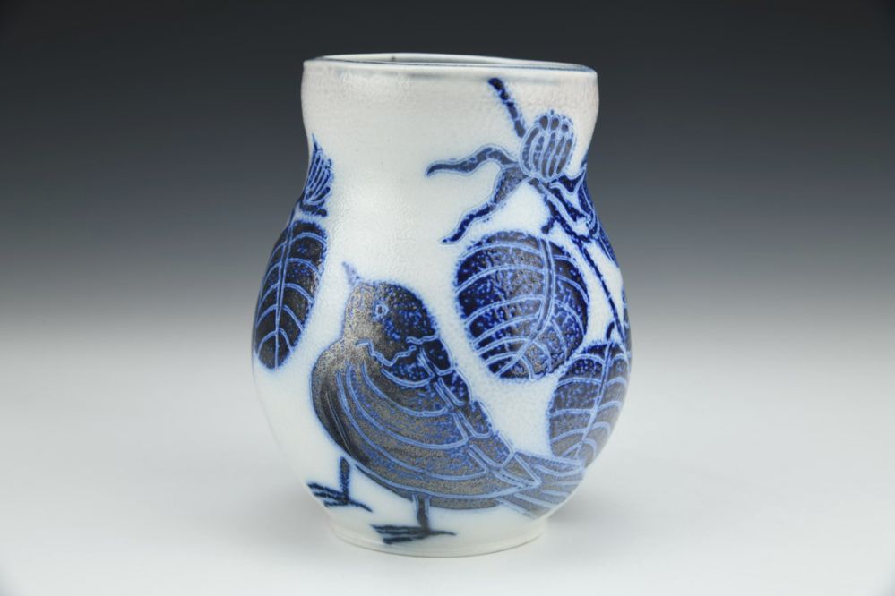 Blue Bird and Sweet Shrub Vase