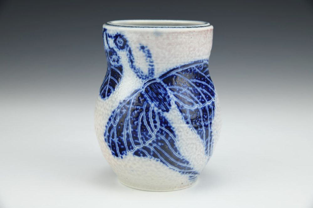 Blue Luna Moth and Serviceberry Vase