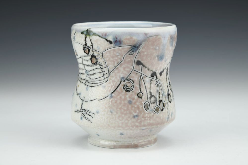 Snowy Nuthatches and Berries Cup