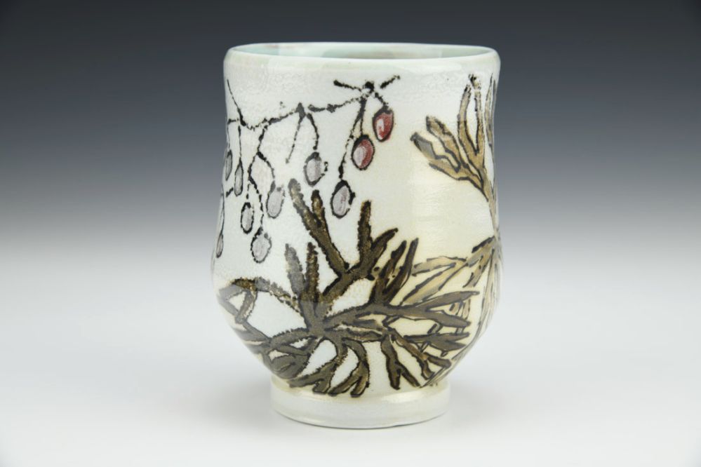 Winter Moss, Berries, and Feathers Cup