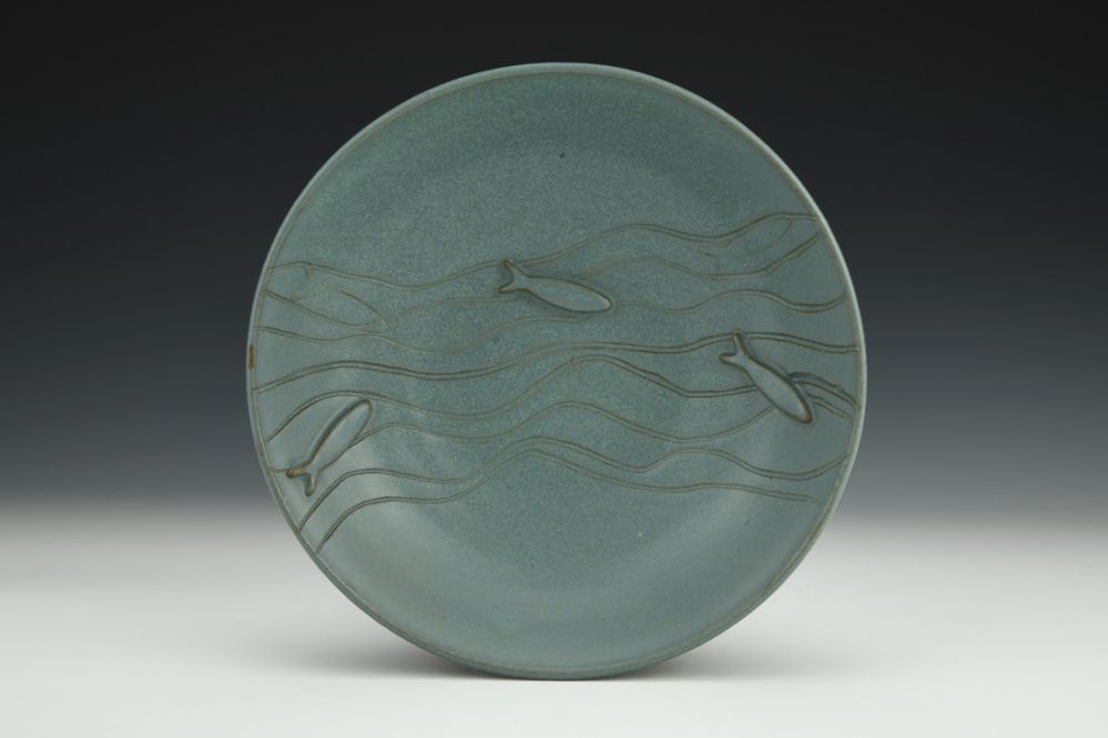 Matte Blue Shallow Bowl