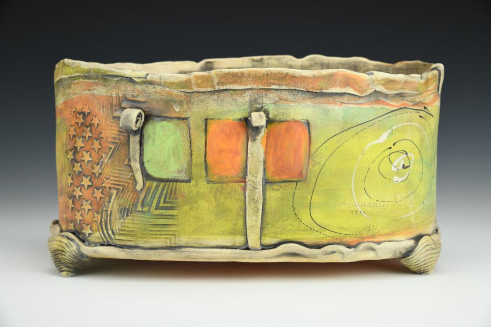 Green/Orange Oval Pot