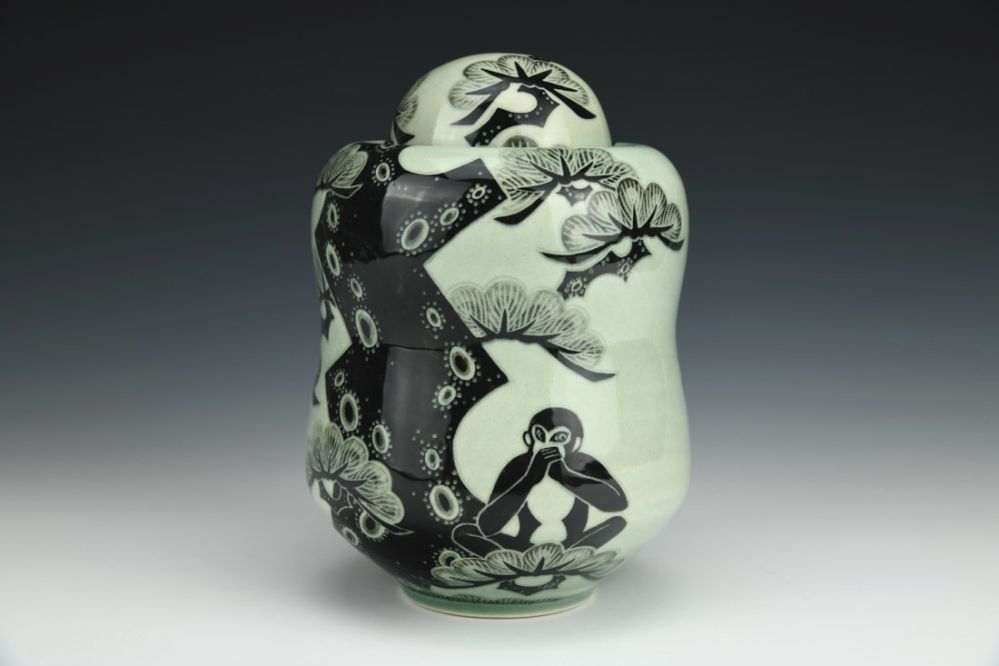 Three Wise Monkeys Urn