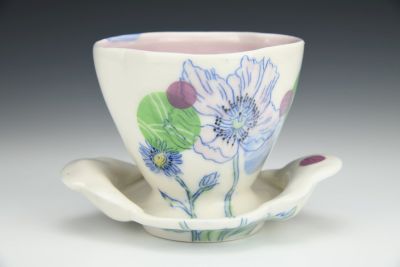 Ice Cream Dish with Poppies