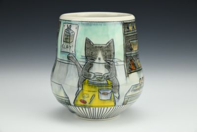 Pottery Cat Cup