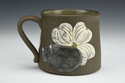 Sleeping Cat and Dogwood Mug