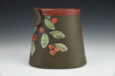 Nuthatch and Cherry Vase