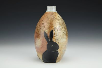 Rabbit and Sagebrush Bottle Vase
