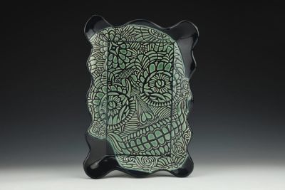 Skull Impression Jade/Black Deep Dish Platter