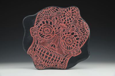 Skull Impression Red and Black Charcuterie Platter