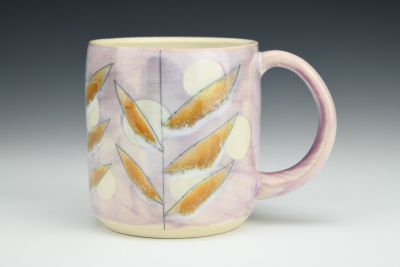 Moon and Leaves in Lavander Mug