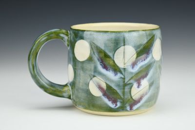 Moon and Leaves in Moss Green Mug