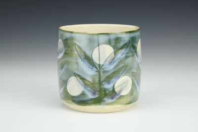 Moon and Leaves in Moss Green Cup