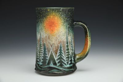 Mountain Forest Mug in Green and Orange