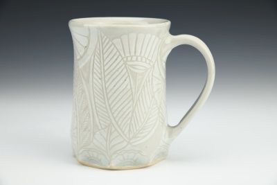 White Sgraffito Mug