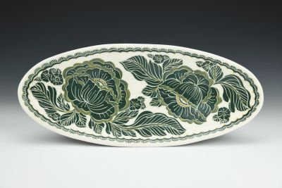 Green Peony Oval
