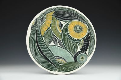 Green/Yellow Sgraffito Dish