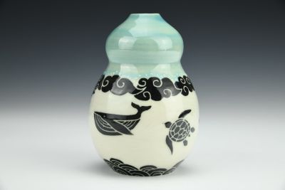 Whale/Turtle Gourd Vase