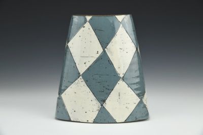 Vase - Blue Checked