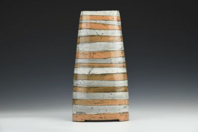 Vase - Orange and White Stripe