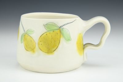 Low Lemon Mug with Wavy Handle