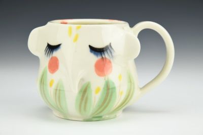 Elephant with Peach Pink Plants Mug