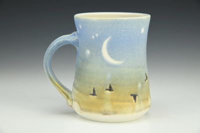 Small Cup - Dusk Sky Moon, Stars, and Murmurations