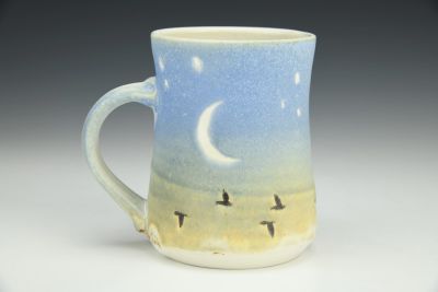 Small Cup - Dusk Sky Moon, Stars, and Murmurations