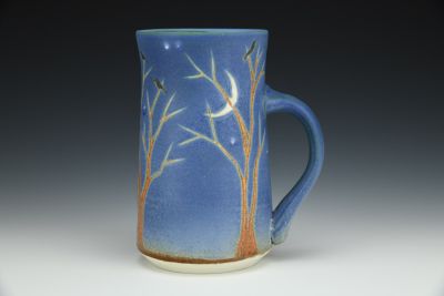 Cup - Night Sky Moon, Trees, Stars, And Murmurations