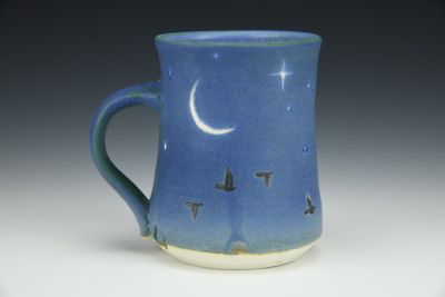 Small Cup - Night Sky Moon, Stars, and Murmurations