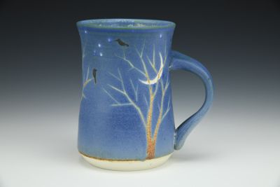 Small Cup - Night Sky Moon, Stars, Trees, and Murmurations