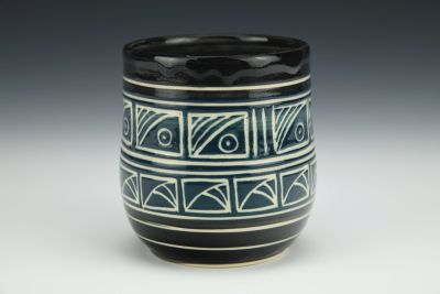 Blue On Black Bulbous Tumbler