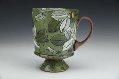 Green Mock Orange Pedestal Mug