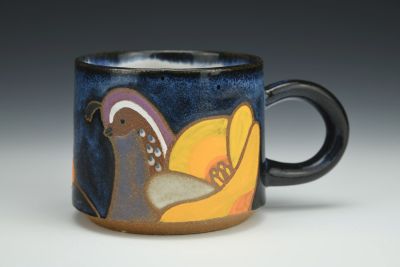 Quail and California Poppies Cup